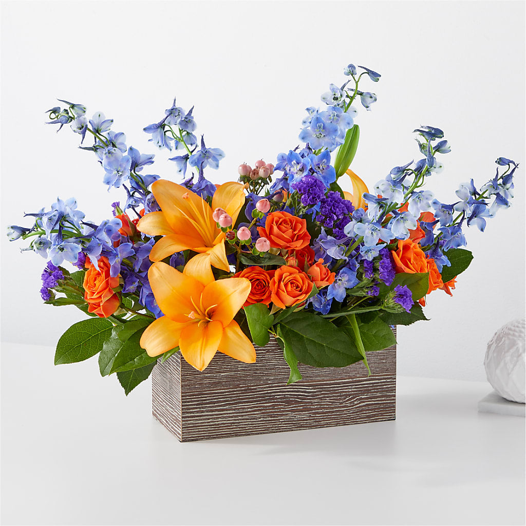 Radiant Citrus Box Bouquet – Garlington Florist, New Bedford MA