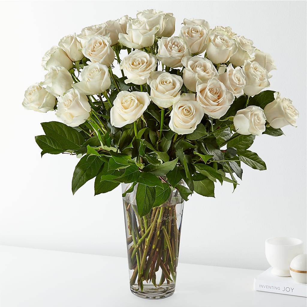 Long Stem White Rose Bouquet – Garlington Florist, New Bedford MA