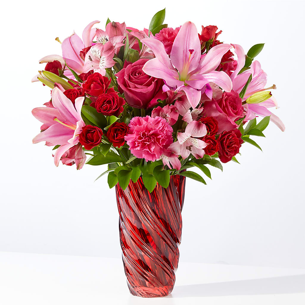 In Love Bouquet with Luxe Swirl Vase – Garlington Florist, New Bedford MA