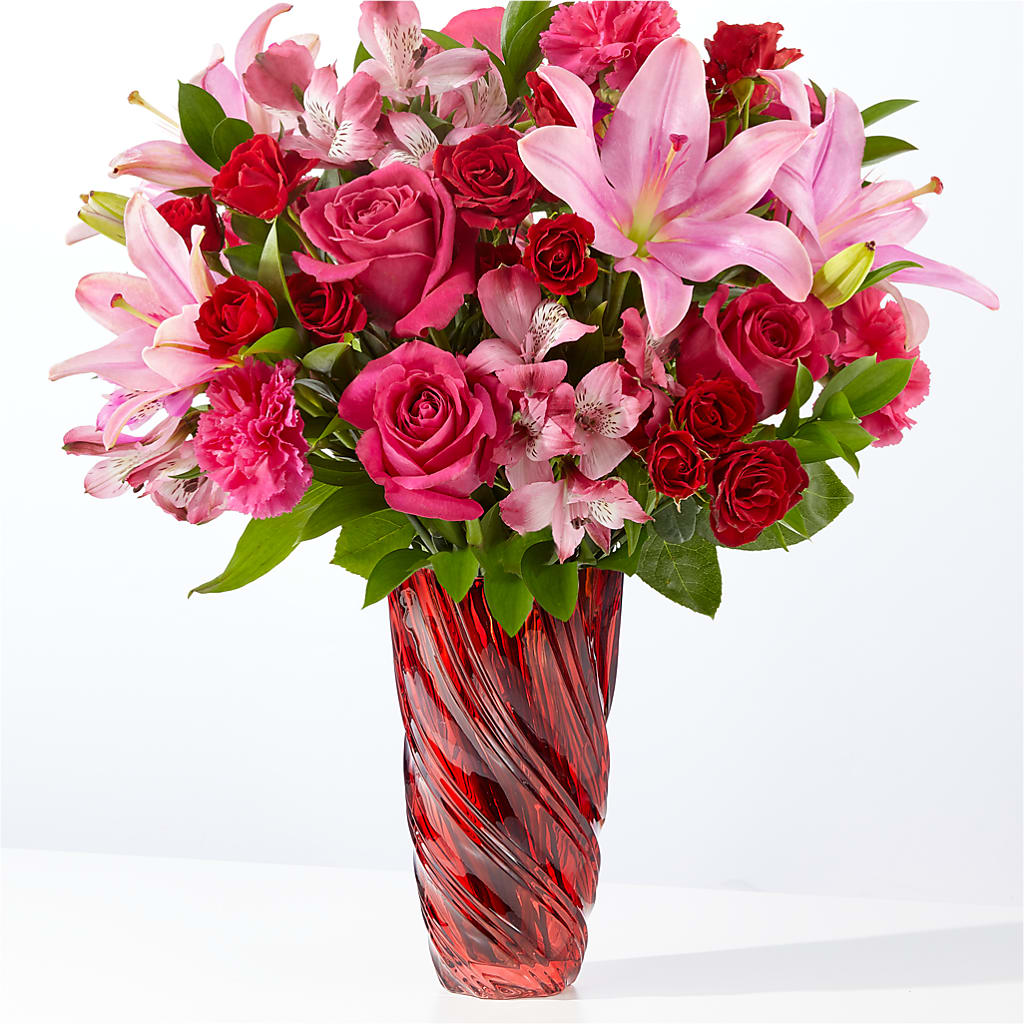 In Love Bouquet with Luxe Swirl Vase – Garlington Florist, New Bedford MA