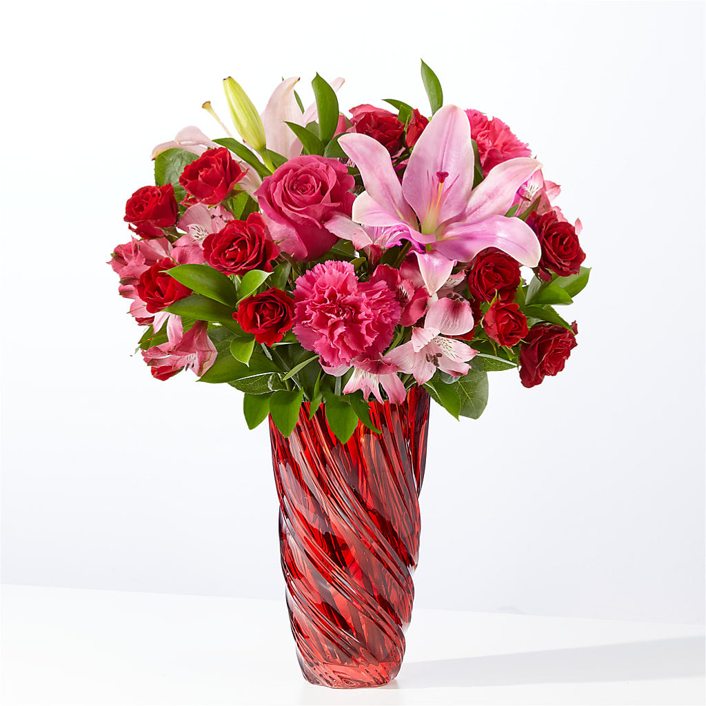 In Love Bouquet with Luxe Swirl Vase – Garlington Florist, New Bedford MA