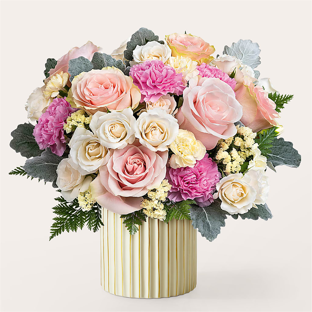 Blissful Moments Bouquet with Ivory Vase – Garlington Florist, New Bedford MA