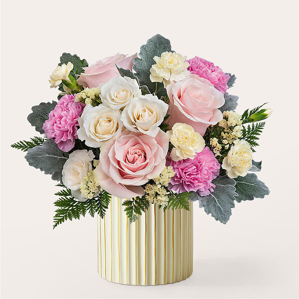 Blissful Moments Bouquet with Ivory Vase – Garlington Florist, New Bedford MA