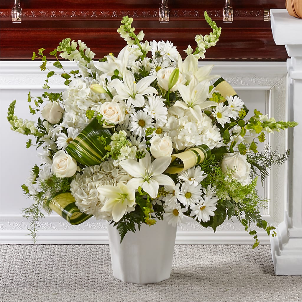 Thoughts of Tranquility Floor Basket – Garlington Florist, New Bedford MA