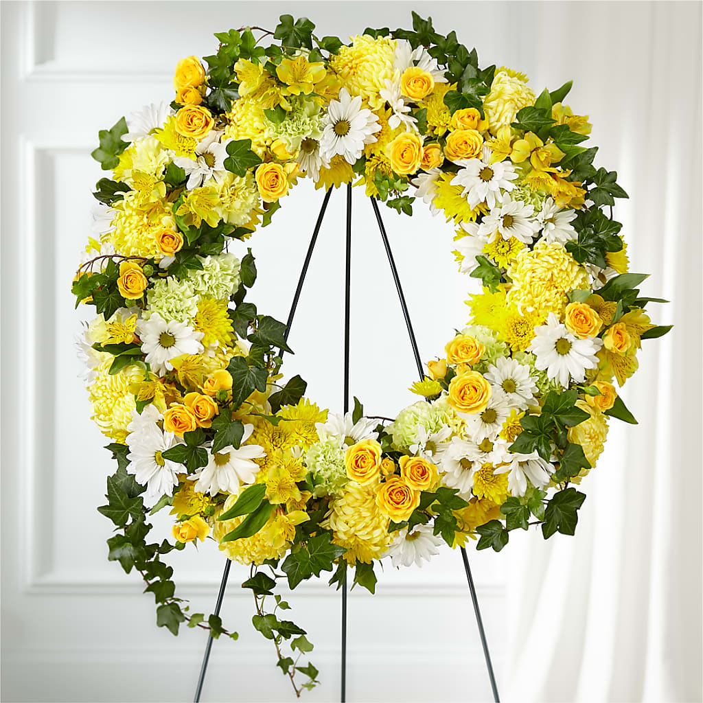 Golden Remembrance Wreath – Garlington Florist, New Bedford MA