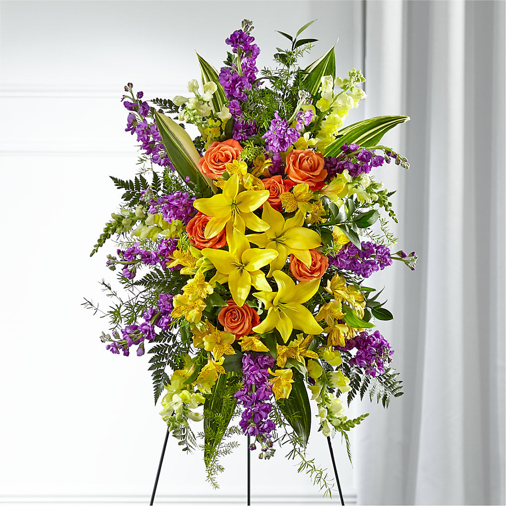 Thoughtful Prayers Standing Spray – Garlington Florist, New Bedford MA