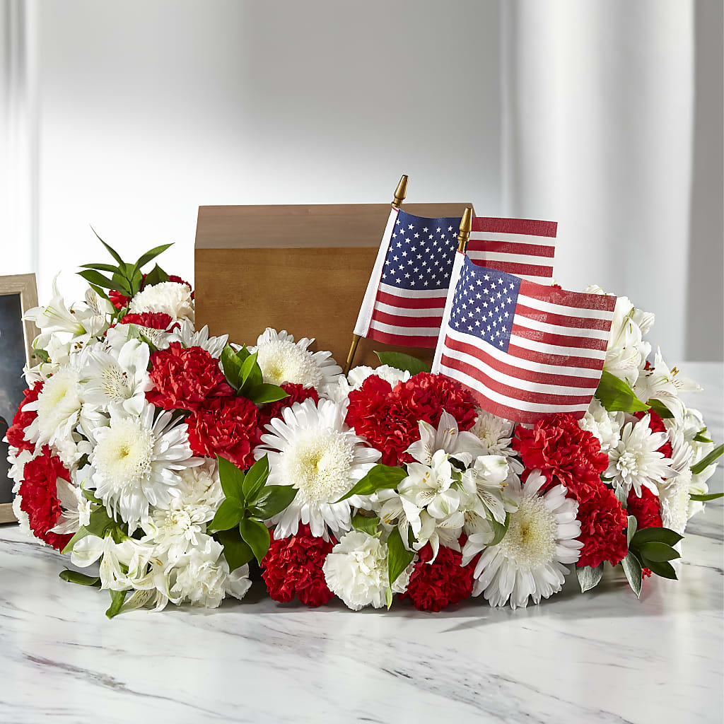 Spirit of Patriotism Cremation Adornment – Garlington Florist, New Bedford MA