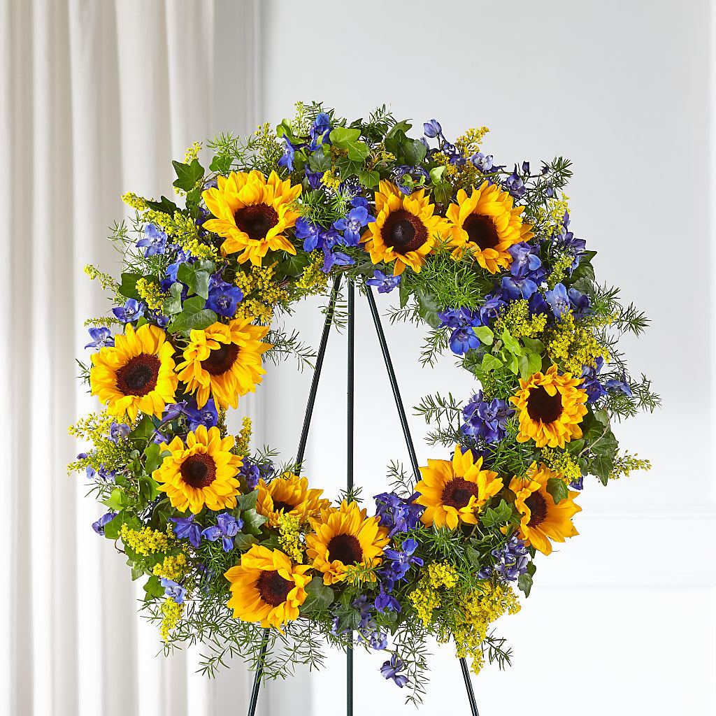 Bright Rays Wreath – Garlington Florist, New Bedford MA
