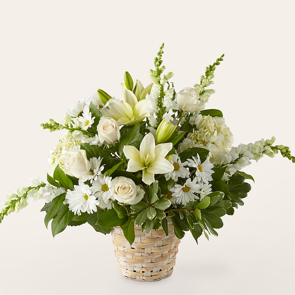 Ivory Elegance Floral Basket – Garlington Florist, New Bedford MA