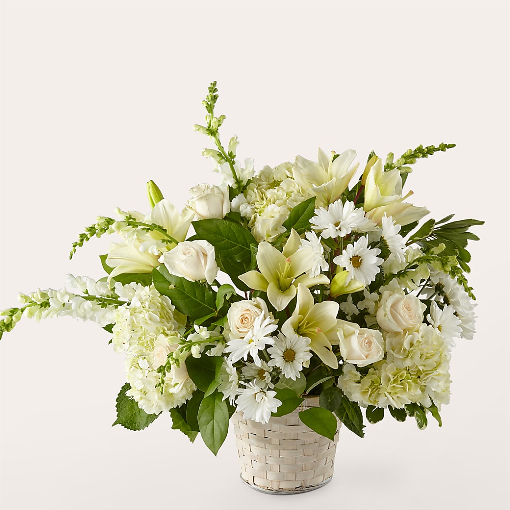 Ivory Elegance Floral Basket – Garlington Florist, New Bedford MA