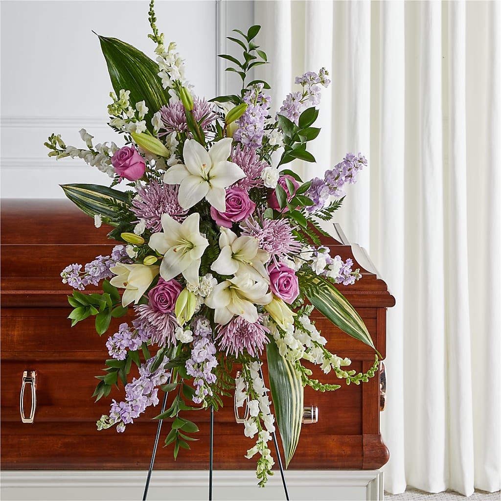 Grateful Hearts Standing Spray – Garlington Florist, New Bedford MA