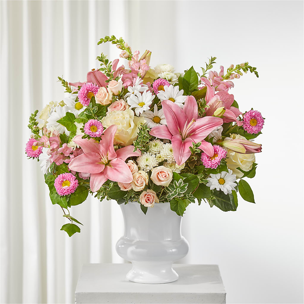 Empathetic Blooms Urn Arrangement – Garlington Florist, New Bedford MA