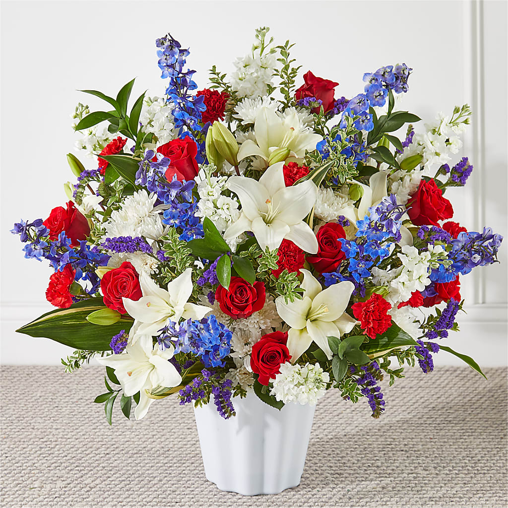 Consoled Floor Basket – Garlington Florist, New Bedford MA
