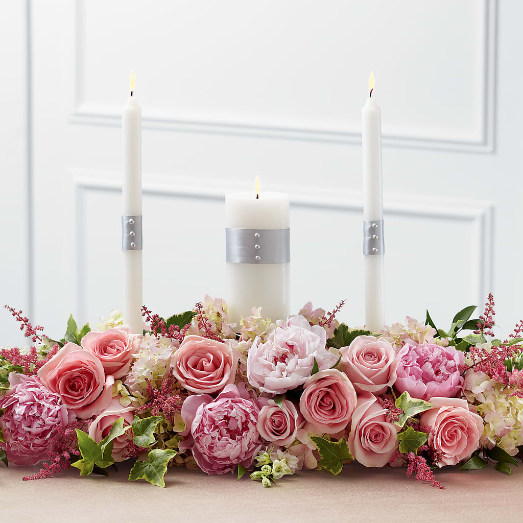 Worldwide Romance Unity Candle Arrangement – Garlington Florist, New Bedford MA