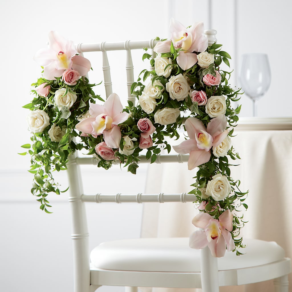 Orchid Rose Chair Décor – Garlington Florist, New Bedford MA