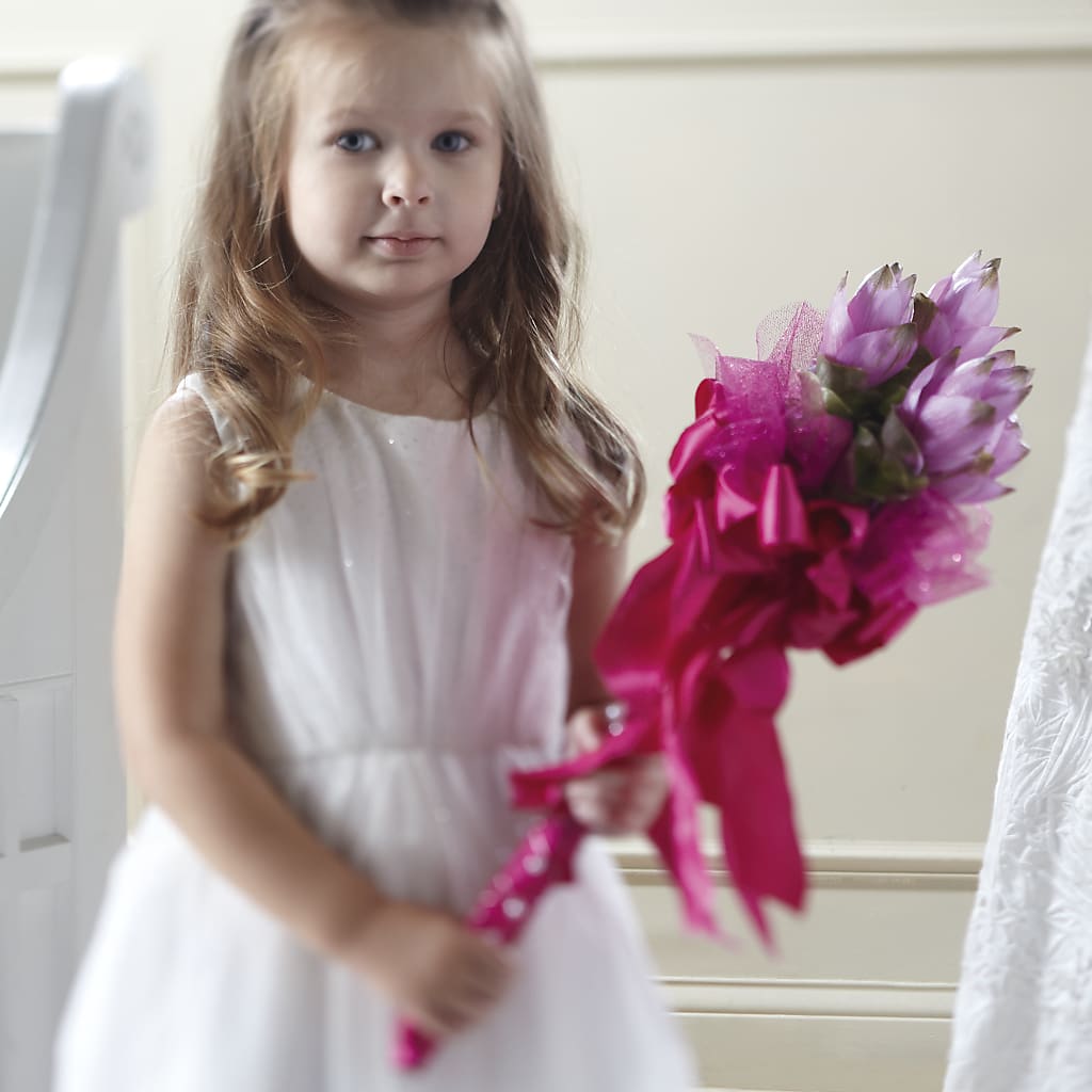 Sparkle Pink Flower Girl Bouquet – Garlington Florist, New Bedford MA