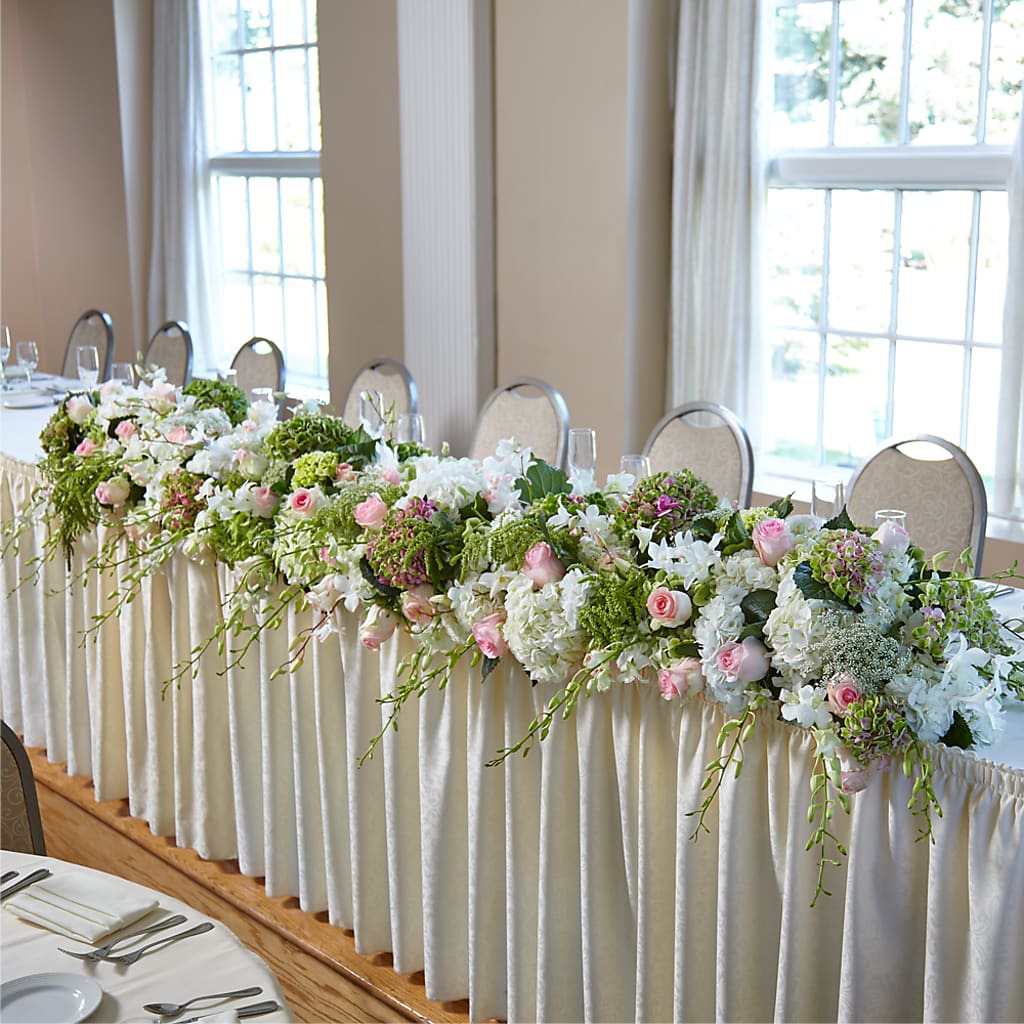 State of Joy Head Table Arrangement – Garlington Florist, New Bedford MA