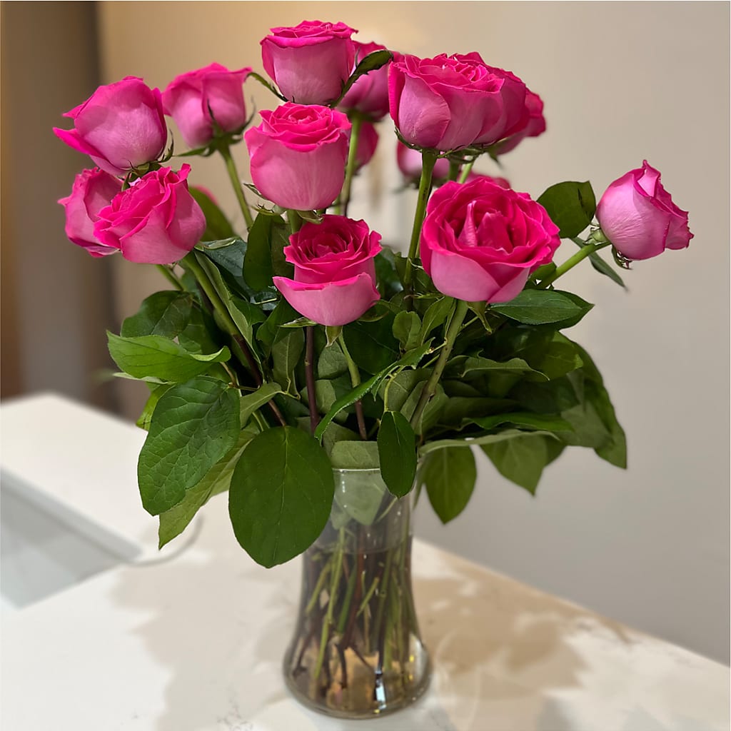 Long Stem Pink Rose Bouquet –  Garlington Florist, New Bedford MA