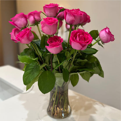 Long Stem Pink Rose Bouquet –  Garlington Florist, New Bedford MA