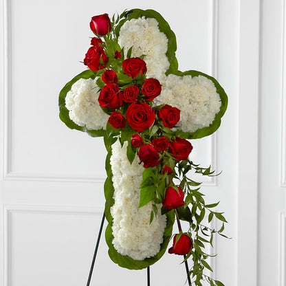 Floral Cross Easel –  Garlington Florist, New Bedford MA