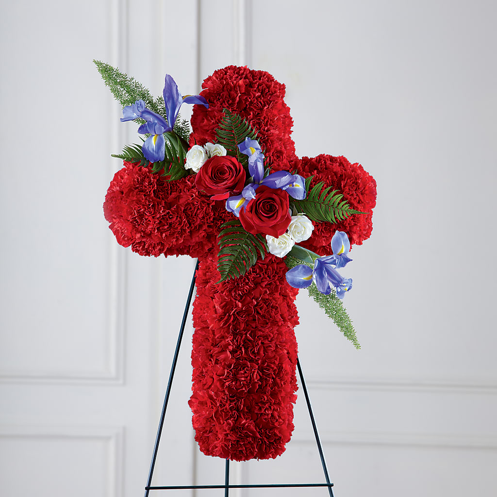 Faithful Hero Floral Cross –  Garlington Florist, New Bedford MA