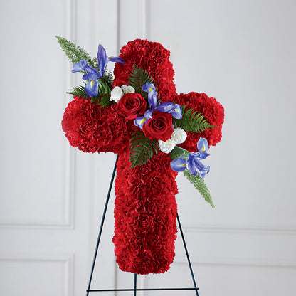 Faithful Hero Floral Cross –  Garlington Florist, New Bedford MA