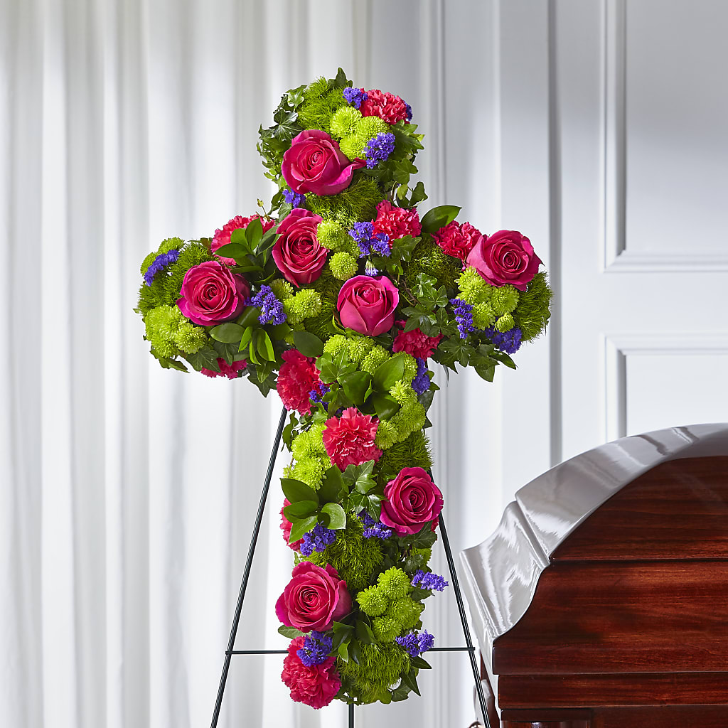 Tribute Rose Floral Cross –  Garlington Florist, New Bedford MA