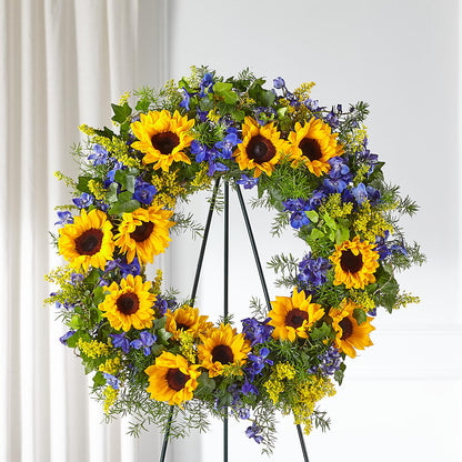 Bright Rays Wreath –  Garlington Florist, New Bedford MA