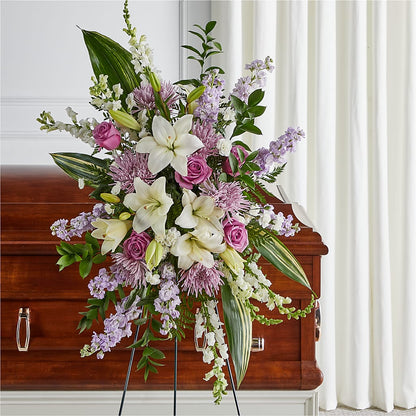 Grateful Hearts Standing Spray –  Garlington Florist, New Bedford MA