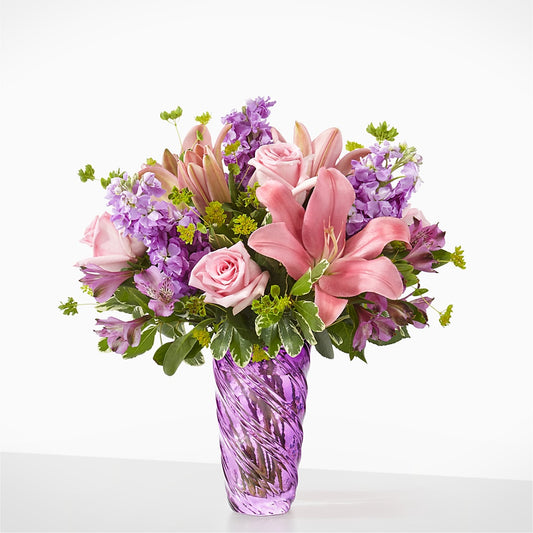 Precious Petals Bouquet with Luxe Swirl Vase –  Garlington Florist, New Bedford MA