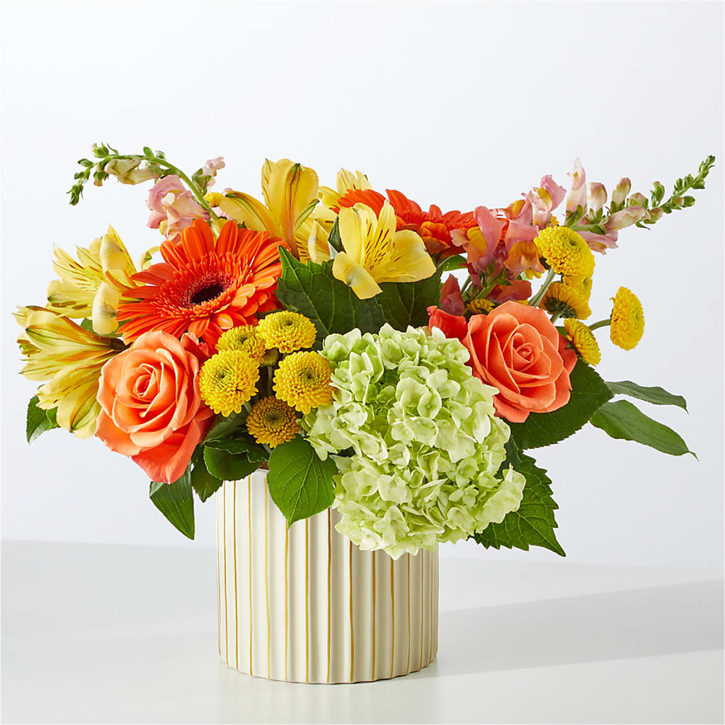 Autumn Sunshine Bouquet with Ivory Vase –  Garlington Florist, New Bedford MA