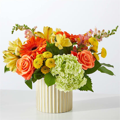 Autumn Sunshine Bouquet with Ivory Vase –  Garlington Florist, New Bedford MA