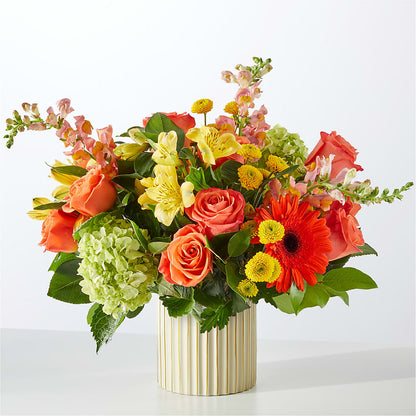 Autumn Sunshine Bouquet with Ivory Vase –  Garlington Florist, New Bedford MA