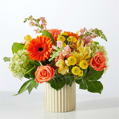 Autumn Sunshine Bouquet with Ivory Vase –  Garlington Florist, New Bedford MA