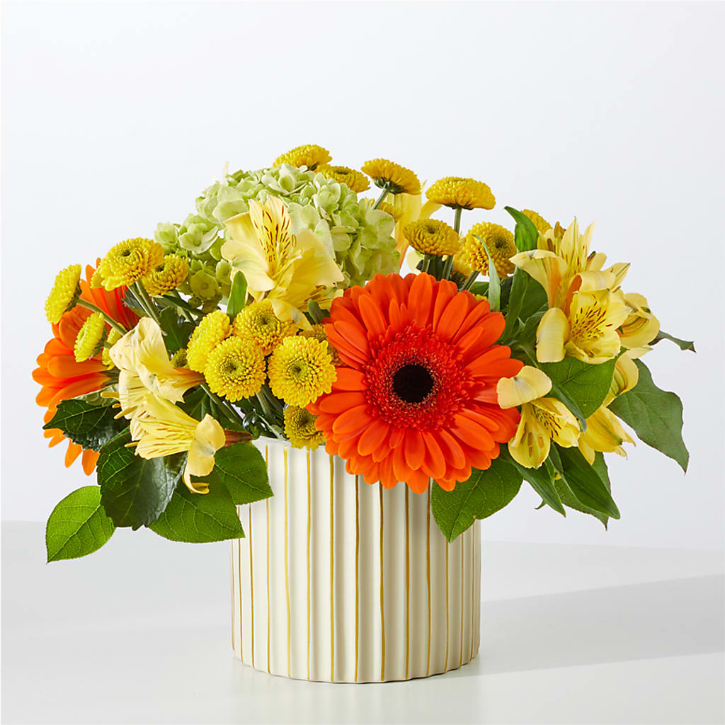 Autumn Sunshine Bouquet with Ivory Vase –  Garlington Florist, New Bedford MA